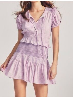 LoveShackFancy Toto Mini Dress Small purple pansy